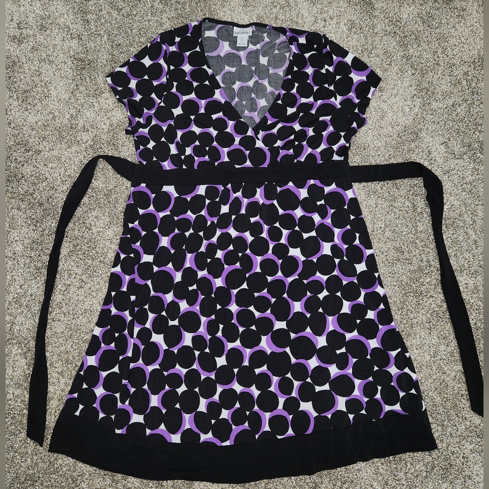 Chic Black and Purple Patterned maternity Dress, large